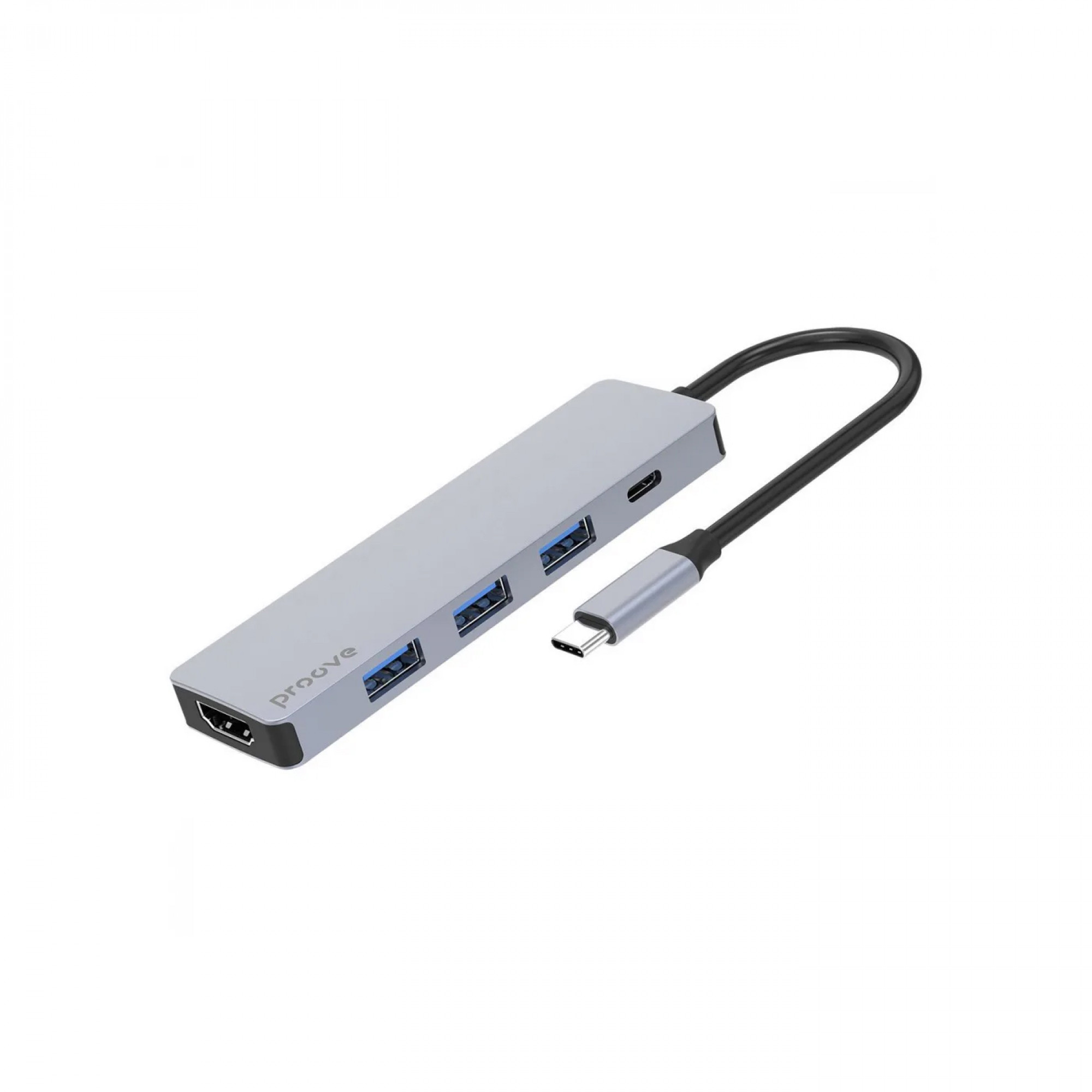 Type-C-Хаб Proove Iron Link 5 in 1 (2*Type-C + 2*USB3.0 + HDMI) (silver)